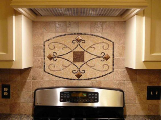 Nature Stone Granite Waterjet Medallion Pattern Kitchen Backsplash