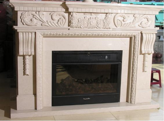 Antique Beige Marble Fireplace Surrounds Hearth