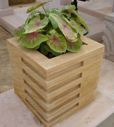 Cheap Yellow Sandstone Garden Flower Pot For Outside