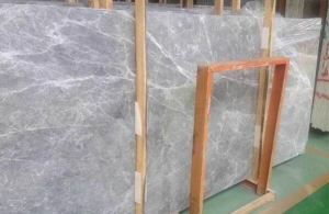 China Polished Silver Grey Silver Mink Silver Wave Marble Slab Tiles For Sale