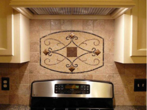 Nature Stone Granite Waterjet Medallion Pattern Kitchen Backsplash