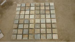 Wooden Yellow Slate Net Paste Paver