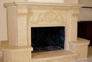 Italian Beige Travertine Fireplace Surround Mantels